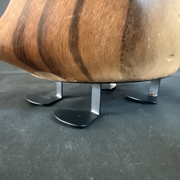 Vintage Wooden Hedgehog Figurine 6 x 5 Metal Feet Forest Animal Decor - Picture 5 of 10